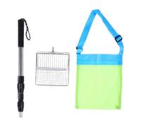 mingzhe Set di Palette per Conchiglie da Spiaggia con Borsa in Rete Espandibile e Setaccio per Sabbia in Metallo Raccogliere Conchiglie, Vetro Marino e Tesori (1 Pala + 1 Borsa)