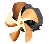 mingzhe Ventilatore per Stufa Alimentato a Calore Ventilatore per Camino Efficiente in Lega di Alluminio a 5 Pale Stufa Legna e Cherosene (Oro)