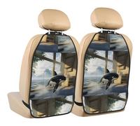 MINGzi Orca Jumping Back Seat Cover per bambini + 3 tasche portaoggetti organizer, confezione da 2 protezioni per sedile posteriore, protezioni per auto per proteggere da sporco, fango e graffi