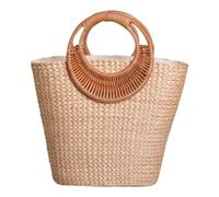 MINHADISI Borsa a Mano Intrecciata in Paglia, Manico in Rattan, Forma Mezza Luna, 30 cm, per Spiaggia, Vacanze e Shopping, A03, 30.0 Centimeters