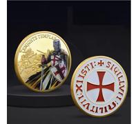 MINHBDER Monete Commemorative Cavalieri Templari Argento Antico/Placcato Oro Collezione di Monete Souvenir Crociate Regali