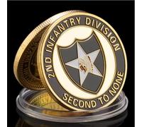 MINHBDER Monete Commemorative, Moneta Ricordo della 2A Divisione di Fanteria degli Stati Uniti, Dipartimento dell'Esercito, Moneta Sfida Placcata in Oro Secondo A Nessuno