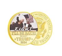 MINHBDER Monete Commemorative Tornerò Donald Trump 2024 Assassinio Fallimento Moneta Sfida Fight Collezione Placcata Oro Regali