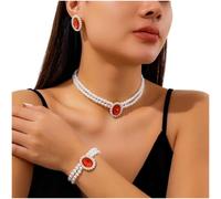 Minhe Collana Donna Perle Finte Multistrato per stile per francese | Design multistrato sofisticato, perle finte lucide, stile francese classico, look lussuoso immediato