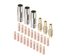 Minhe Kit punte e ugelli per saldatura MIG, 26 pezzi, punte di contatto da 0,8 mm per 15AK, MB-15, materiali di consumo in rame con diffusori di gas e ugelli conici