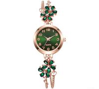 Minhe Orologio analogico da donna floreale per cristallo per quadrante tono | Motivo floreale scintillante, movimento al quarzo preciso, fibbia facile da tirare, cinturino in lega