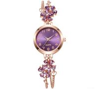 Minhe Orologio analogico da donna floreale per cristallo per quadrante tono | Motivo floreale scintillante, movimento al quarzo preciso, fibbia facile da tirare, cinturino in lega