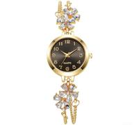 Minhe Orologio analogico da donna floreale per cristallo per quadrante tono | Motivo floreale scintillante, movimento al quarzo preciso, fibbia facile da tirare, cinturino in lega