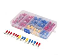 Minhe Set di 280 morsettiere pressate a freddo con isolamento in gomma per connettori per cavi, a forcella a crimpare e terminali ad anello, 2,8 mm, 4,8 mm, 6,3 mm, dimensioni assortite