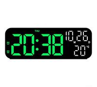 Minhe Sveglia digitale a LED con visualizzazione della temperatura, calendario, data, indicatore fasi lunari e programmazione doppia sveglia (luce verde nera)