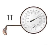Minhe Termometro e igrometro analogico da esterno con display a doppia scala da 6 pollici Fahrenheit Celsius e supporto girevole per parete da giardino