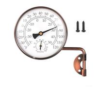 Minhe Termometro igrometro da esterno in rame con display grande e doppia scala da 10,2 cm, per giardino, recinzione, garage, serra, montaggio a parete