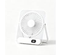 Minhe Ventilatore da tavolo pieghevole USB C con display digitale che mostra lo stato della batteria e la selezione 199 livelli di vento e ultra sottile 35 mm di costruzione salvaspazio (bianco)