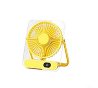 Minhe Ventilatore da tavolo pieghevole USB C con display digitale che mostra lo stato della batteria e la selezione 199 livelli di vento e ultra sottile 35 mm di costruzione salvaspazio (giallo)