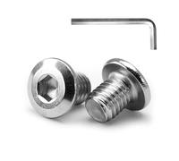 MINHER M5 x 10mm 20Pcs Testa Piatta Esagono Incassato Viti Bulloni, Bulloni Per Mobili, Acciaio Inossidabile A2 V2A, Filettatura Completa (con Chiavi a Brugola)