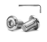 MINHER M6 x 12mm 10Pcs Testa Piatta Esagono Incassato Viti Bulloni, Bulloni Per Mobili, Acciaio Inossidabile A2 V2A, Filettatura Completa (con Chiavi a Brugola)