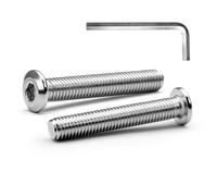 MINHER M6 x 50mm 20Pcs Testa Piatta Esagono Incassato Viti Bulloni, Bulloni Per Mobili, Acciaio Inossidabile A2 V2A, Filettatura Completa (con Chiavi a Brugola)