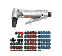 Mini 1/4 Air Angle Die Grinder 90 Gradi Pneumatico Rettifica Lucidatrice Mulino Macchina for Incidere Intaglio Tool Kit Con Dischi Abrasivi(With 80pcs set)