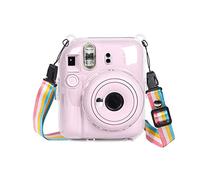 Mini 12 - Set di custodie trasparenti per Fujifilm Instax Mini 12 accessori per fotocamere istantanee con pellicola porta foto, decalcomania adesiva, tracolla regolabile