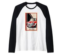 Mini A Classic British Sport Car Union Jack Maglia con Maniche Raglan