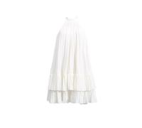 Mini abiti casual spliced folid per le donne senza maniche fuori dalla spalla abito a vita alta, bianco, L