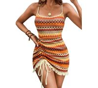 Mini abiti estivi da donna 2026 con scollo quadrato senza maniche canotta aderente con schiena bassa copricostume da bagno Boho spiaggia vacanze vestiti