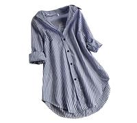 Mini abito da donna a maniche corte a righe casual vestibilità ampia con bottoni e tasche, 1b - blu navy, M