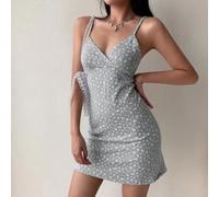Mini abito da donna con stampa floreale Y2K, senza maniche, scollo a V, schiena scoperta, per feste estive casual e appuntamenti (M fiori azzurri)