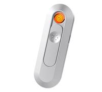 Mini accendino elettrico al plasma, accendino antivento, accendino a spirale, accendino USB ricaricabile for fuoco/sigarette, candele (Color : Silver)