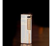 Mini accendino portatile gonfiabile in metallo ultra sottile con accensione laterale scorrevole, accendino a torcia a fiamma libera regolabile, design retrò in metallo e resina, regalo di alta qualità