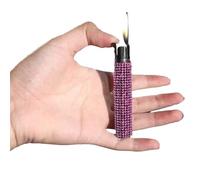 Mini accendino sottile al butano, accendino antivento a fiamma morbida, simpatici accendini con strass glitterati, regali for donna e moglie (Color : ROSA)