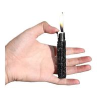 Mini accendino sottile al butano, accendino antivento a fiamma morbida, simpatici accendini con strass glitterati, regali for donna e moglie (Color : Nero)