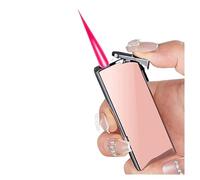 Mini accendino sottile al butano? Accendino antivento con fiamma rossa. Accendini portatili a torcia in metallo, regali for donna/uomo (Color : ROSA)
