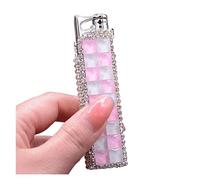 Mini accendino sottile al butano, accendino antivento rosa blu con fiamma accendino, simpatico accendino con strass glitterati accendini da donna, moglie, moglie, regali ( Color : Hollow style Pink+Wh