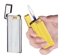 Mini accendino sottile da donna può essere inserito nella scatola di sigarette Accendino in metallo da 2 pezzi Accendisigari al butano Miglior regalo Uomo Donna (Senza gas) (Color : Gold+silver)