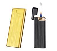 Mini accendino sottile da donna può essere inserito nella scatola di sigarette Accendino in metallo da 2 pezzi Accendisigari al butano Miglior regalo Uomo Donna (Senza gas) (Color : Gold+black)