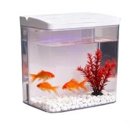 Mini-acquario da 8 litri con filtro e luce, set completo con pompa dell'acqua, adatto a pesci-rossi, pesci combattenti e gamberetti, colore（bianco）