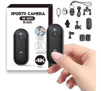 Mini Action Cam 4K Telecamera portatile impermeabile indossabile 4K videocamera con clip di rotazione a 360°, videocamera POV magnetica per ciclismo, moto, passeggiate con animali domestici, vlogging