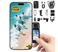 Mini Action Cam con Schermo Touch, Fotocamera Magnetica Portatile per Vlog e Social Media, Mini Body Cam con Custodia Subacquea 30m, Grandangolo 120°, WiFi, Supporto App，Bianca