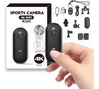 Mini Action Camera 4K Telecamera portatile impermeabile indossabile 4K videocamera con Clip rotazione 360°, Videocamera POV magnetica per ciclismo, moto, bici, passeggiate con domestici, vlogging