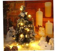 Mini albero di Natale, 40 cm/15,7 pollici albero di Natale artificiale con palle, luci a filo e corda, tavolo da tavolo da un piccolo albero di Natale, piccolo albero di Natale per tavolo per decoraz