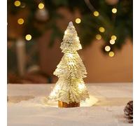 Mini Albero Di Natale, Albero Di Natale Artificiale Con Luci, Base In Legno Inclusa, Decorazione Da Tavolo Per La Casa(Pine Needle-6.1in)
