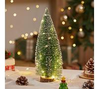 Mini Albero Di Natale, Albero Di Natale Artificiale Con Luci, Base In Legno Inclusa, Decorazione Da Tavolo Per La Casa(Cedar-8.1in)