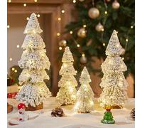 Mini Albero Di Natale, Albero Di Natale Artificiale Con Luci, Base In Legno Inclusa, Decorazione Da Tavolo Per La Casa(Pine Needles 4pcs)