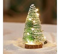 Mini Albero Di Natale, Albero Di Natale Artificiale Con Luci, Base In Legno Inclusa, Decorazione Da Tavolo Per La Casa(Cedar-3.5in)