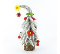 Mini Albero Di Natale, Albero Di Natale Da Tavolo, Interessante Collo Storto Con Simulazione Di Luci Con Albero Di Frutta Rosso Neve(28CM)