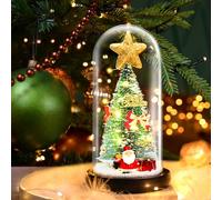Mini Albero di Natale, Albero di Natale Incastonato in Una Cupola di Vetro, Regali di Natale Creativi Luci a LED Che Emettono Luci Decorative per Albero Natale, Ornamenti per il Desktop Albero Natale
