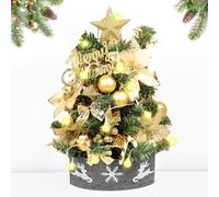 Mini Albero di Natale Artificiale 45 cm Con 30 Luci LED, Stella a Cinque Punte, Palline - Decorazione da Tavolo per Casa, Ufficio