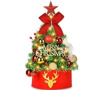 Mini Albero di Natale Artificiale con Luci a LED, 45CM Piccolo Albero di Natale da Tavolo Realistico e Classico con Stella Pigne Palline Decorazioni Natalizie Fai da Te per Casa,Tavola e Soggiorno