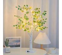 Mini albero di Natale artificiale da 50,8 cm, decorazione bonsai da tavolo con luci LED bianche calde e foglie artificiali per casa, festa di Natale, anniversario, USB o batteria